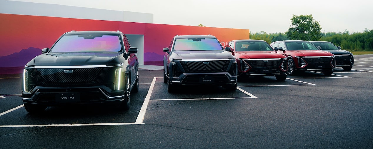 Os novos modelos 100% elétricos da Cadillac expostos no evento exclusivo da marca, o Cadillac Experience.